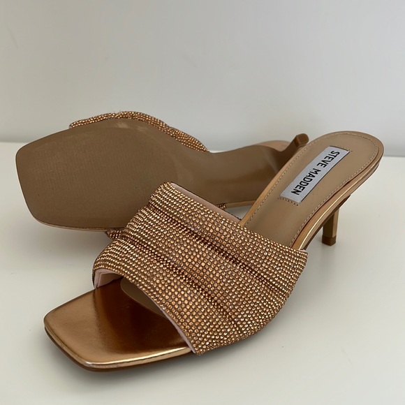 New STEVE MADDEN square Embellished Sandals rose gold - Picture 6 of 6